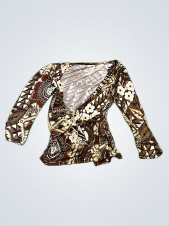 Brown Floral Long Sleeve Top