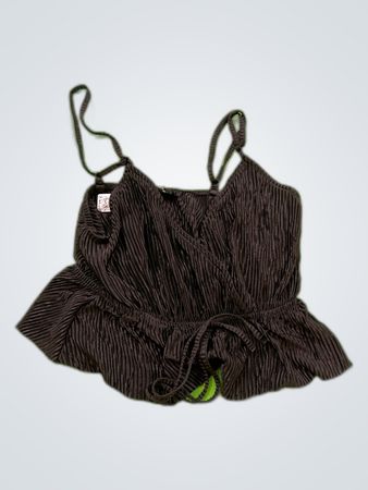 Jenny Fax Black Pleated Cami Top