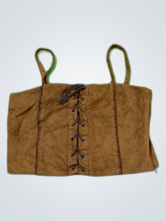 P.J.E Brown Suede Lace-Up Bustier Top