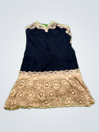 Mango Navy Lace Trim Mini Dress