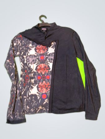 Aventuren des Toilen Asymmetrical Printed Cardigan