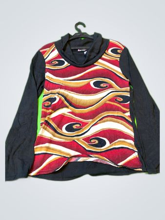 Depesh Patterned Mock Neck Knit Sweater
