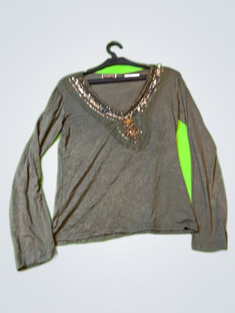 Christelle Paris Embellished V-Neck Blouse