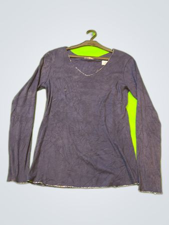 Unbranded Navy Blue Ribbed Long Sleeve V-Neck Sweater
