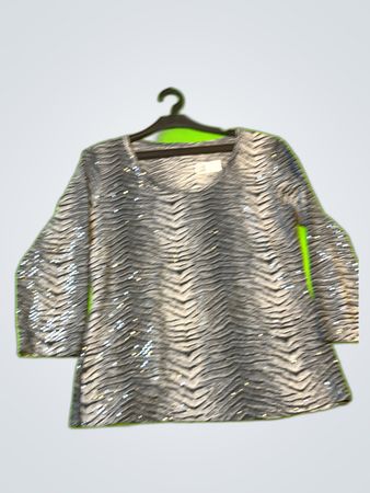 Sequin Zebra Print Long Sleeve Blouse