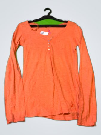 Orange Long Sleeve Henley Shirt