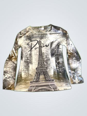 Unbranded Printed Long-Sleeve Eiffel Tower T-Shirt
