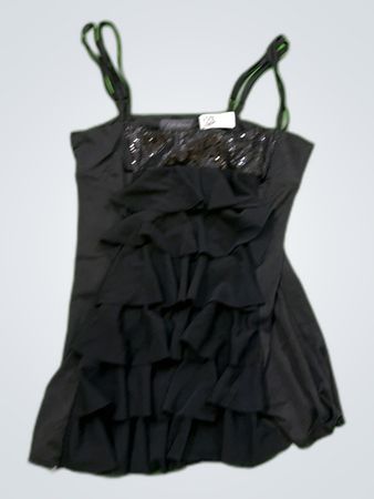 Black Sequined Ruffled Top