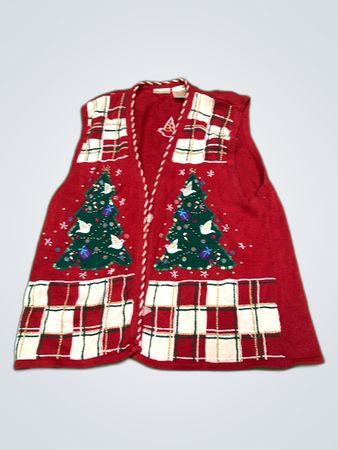 Bettie Brooke Red Christmas Knitted Cardigan Vest