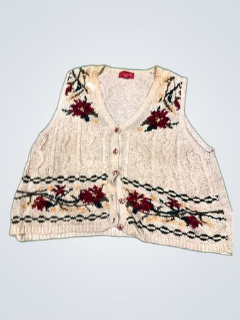 Venezia Jeans Knitted Floral Cardigan Vest