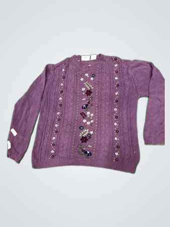 Northern Reflections Purple Floral Knit Sweater