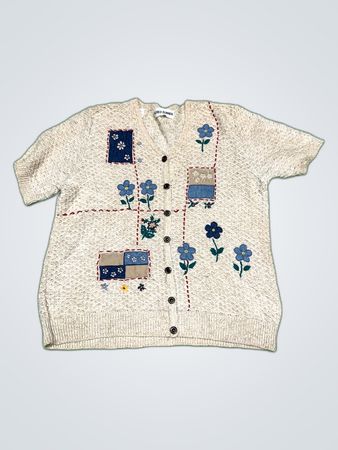 Alfred Dunner Floral Embroidered Knit Cardigan