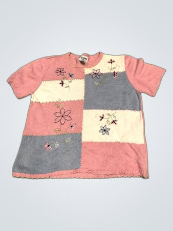 Alfred Dunner Petite Embroidered Patchwork Knit Top