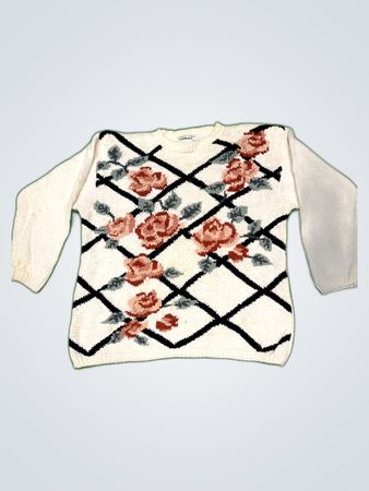 Hand-Knitted Floral Sweater