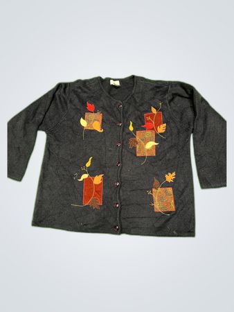 K.B. Collections Black Embroidered Knit Cardigan