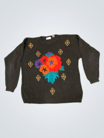 Combinations Floral Embroidered Knit Sweater