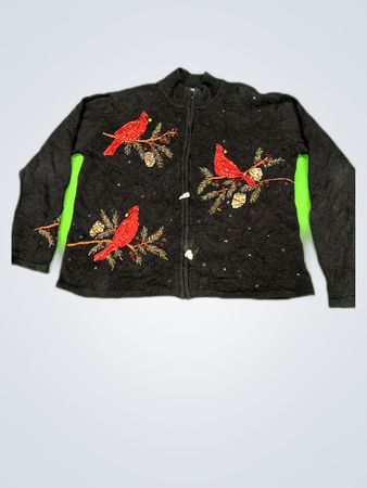 Heirloom Collectibles Embroidered Cardinal Knit Cardigan