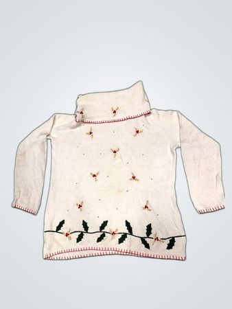 Basic Editions White Holiday Turtleneck Sweater