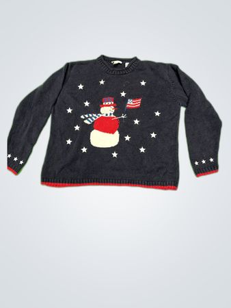 Christopher & Banks Patriotic Snowman Crewneck Sweater