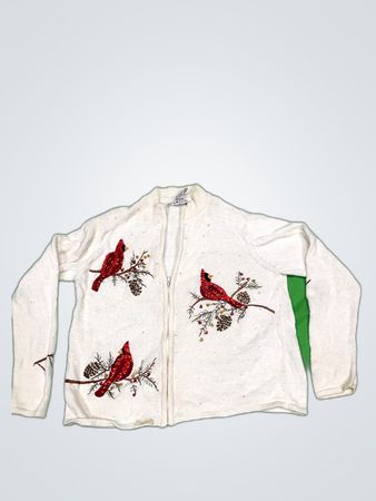Carby St. Clairs Embroidered Cardinal Knit Cardigan