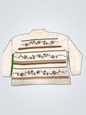 Alfred Dunner Floral Knit Turtleneck Sweater