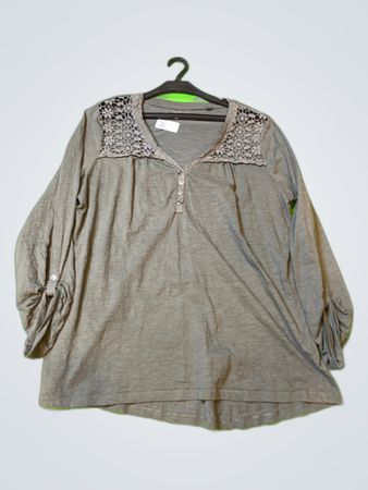 Unbranded Women's Gray Lace Detail Blouse