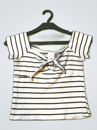 Calvin Klein Striped Off-Shoulder Crop Top