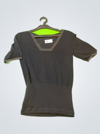 Black Lace Trim Knit Top