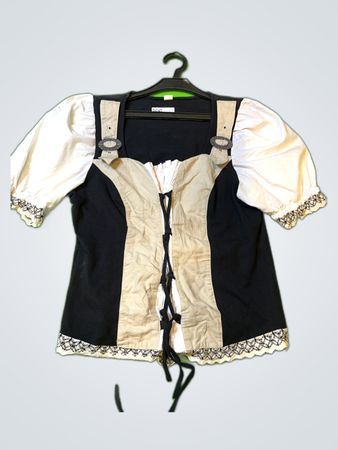 Lace-up Bustier Top with Puffed Sleeves