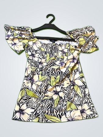 Floral Zebra Print Top