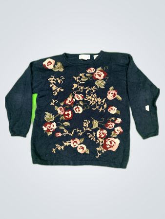 Chrysantheme Floral Embroidered Knit Sweater