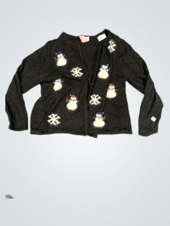 Crystal-Kela Black Snowman Cardigan
