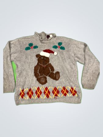 Karen Scott Gray Knit Christmas Sweater