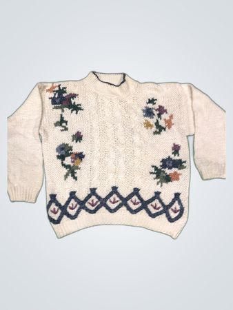 Hand-Knitted Floral Sweater