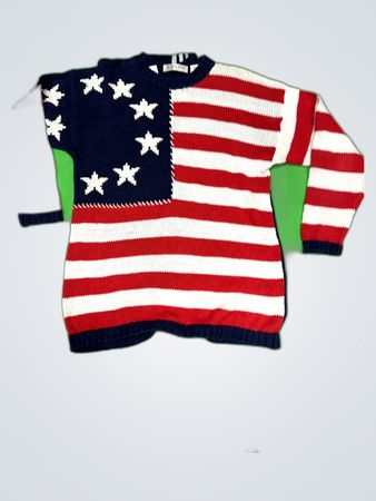 Chaus American Flag Round Neck Sweater