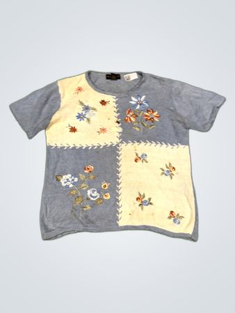 Salon Studio by Madand Embroidered Patchwork Knit Top