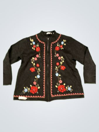 dressbarn Embroidered Knit Cardigan