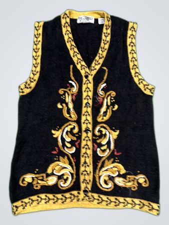 Gina Peters Black Embroidered Knit Vest