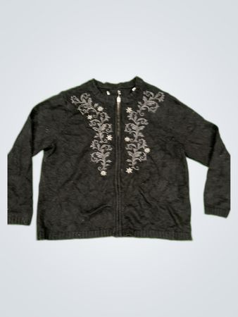 H&M Black Embroidered Zip-Up Cardigan