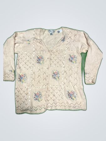 Celina Yang Floral Embroidered Knit Cardigan