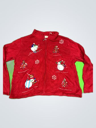 Classic Elements Red Festive Knit Cardigan