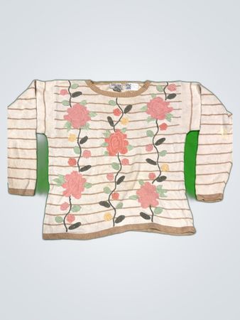 Belaire Works Floral Embroidered Knit Sweater