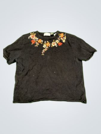 Alfred Dunner Embroidered Short Sleeve Blouse