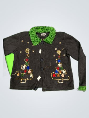 Lord & Taylor Black Knit Christmas Cardigan