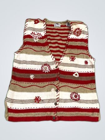 KOREKORET Striped Knitted Cardigan Vest