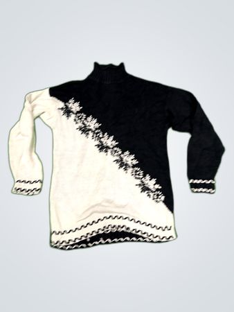 Newport News Black and White Turtleneck Knit Sweater