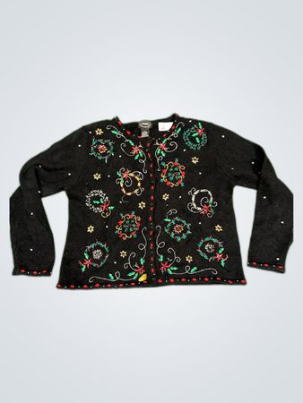 Designers Originals Black Christmas Knit Cardigan