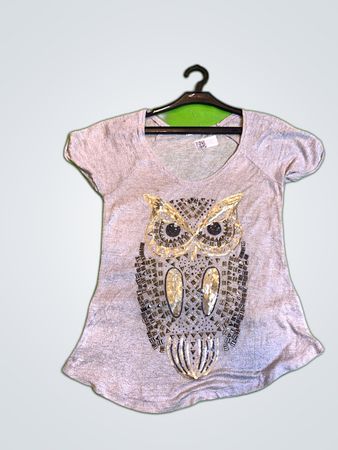 Gray Owl Graphic T-Shirt