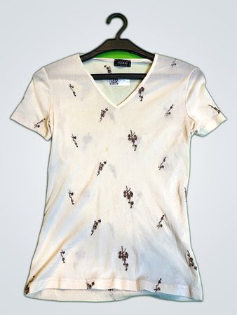 Kookai White Floral V-Neck T-Shirt