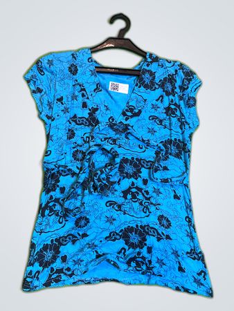 Jennifer Taylor Blue Printed Blouse